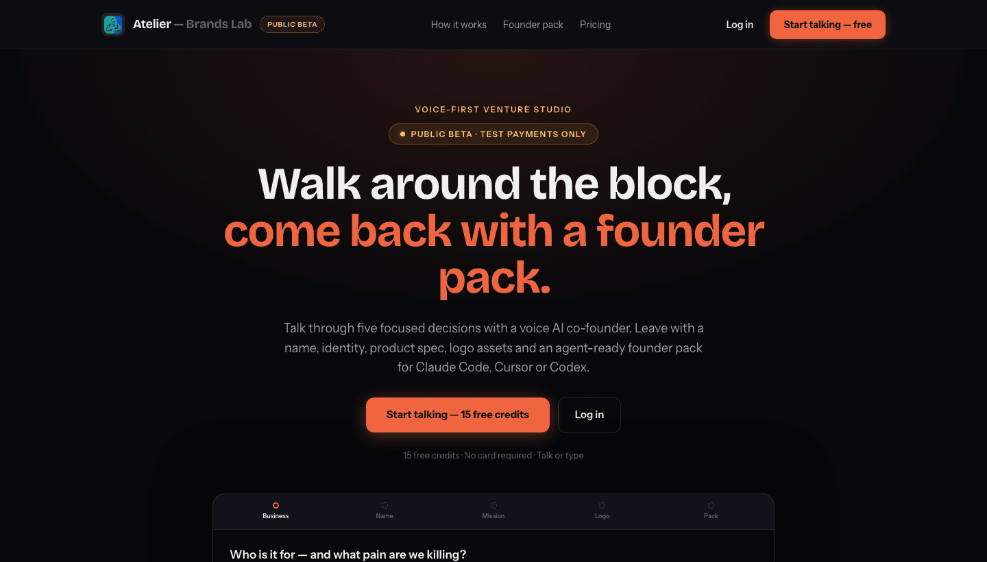 Atelier — Brands Lab voice-first venture studio