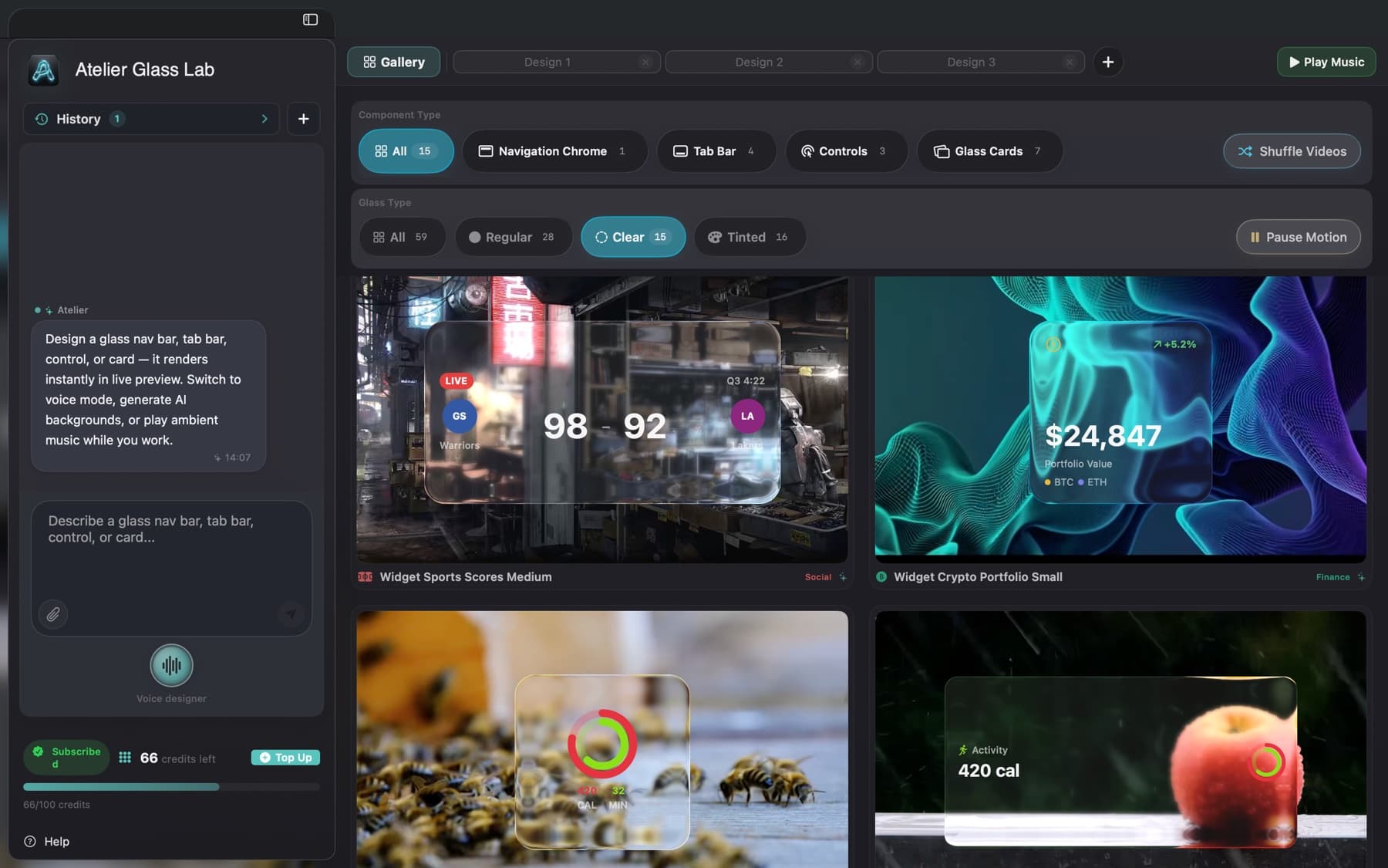 Atelier — Liquid Glass Lab macOS workstation